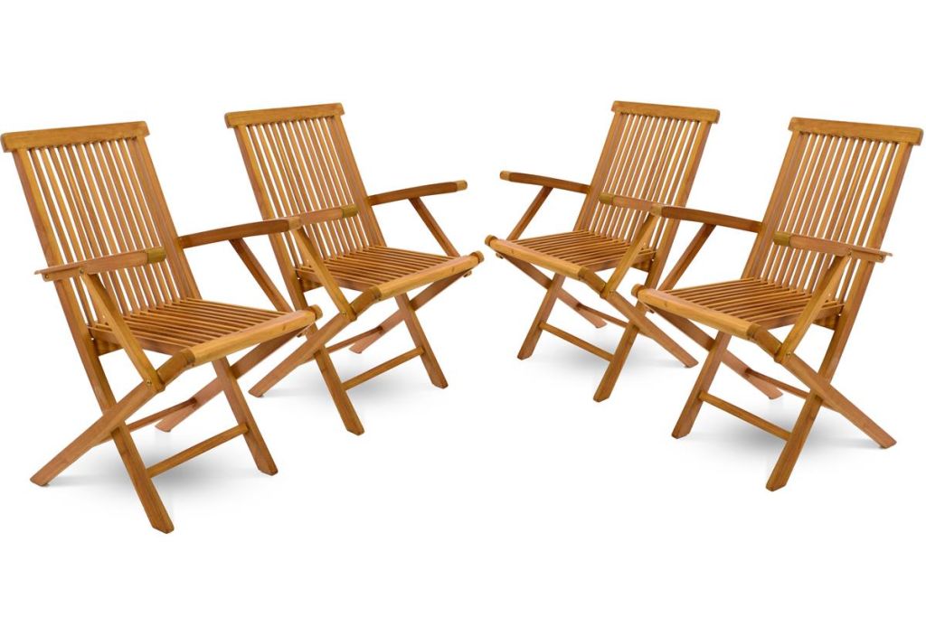 Divero 30736 Skladacia stolička z teakového dreva - 4 ks