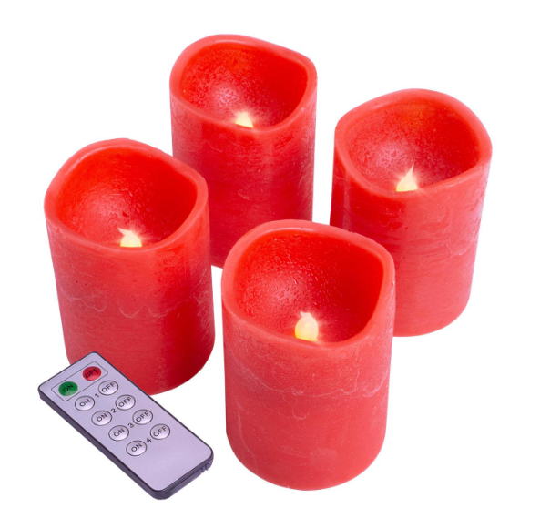 Nexos 33519 Dekorativní LED sada - 4 adventní svíčky - červená