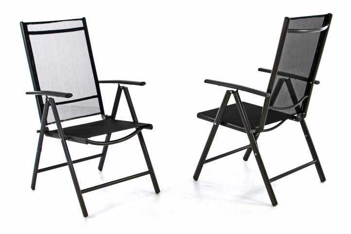 Garthen 40771 Sada dvou zahradní polohovatelných židlí - černá