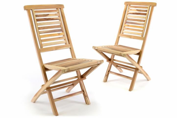 Sada 2 ks zahradní židle skládací DIVERO Hantown z masivního týkového dřeva D41004