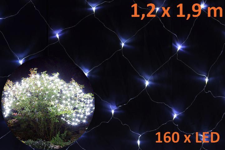 Vánoční světelný závěs s LED diodami - 1,2 x 1,9 m, studená bílá