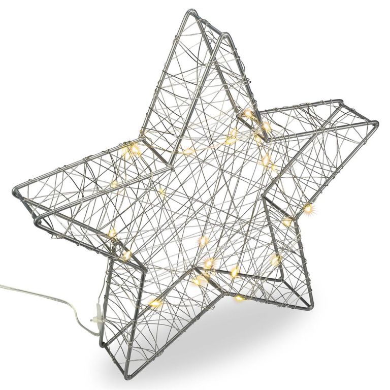 Nexos 67073 Vianočná kovová hviezda s 3D efektom - 30 x 29 x 5 cm, 25 LED diód, sivá