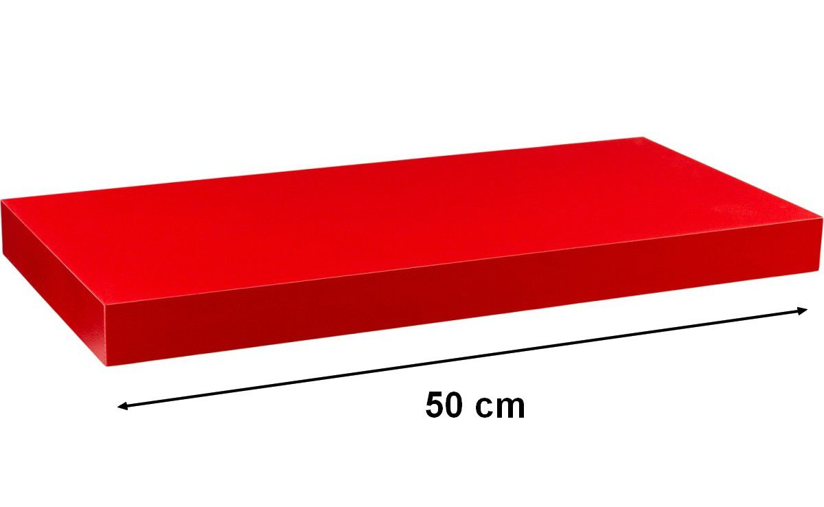 Nástenná polica STILISTA - červená 50 cm