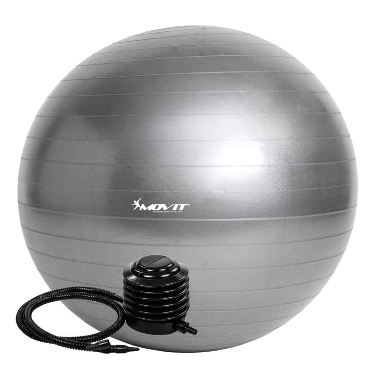 Gymnastický míč MOVIT s pumpou - 75 cm - stříbrný