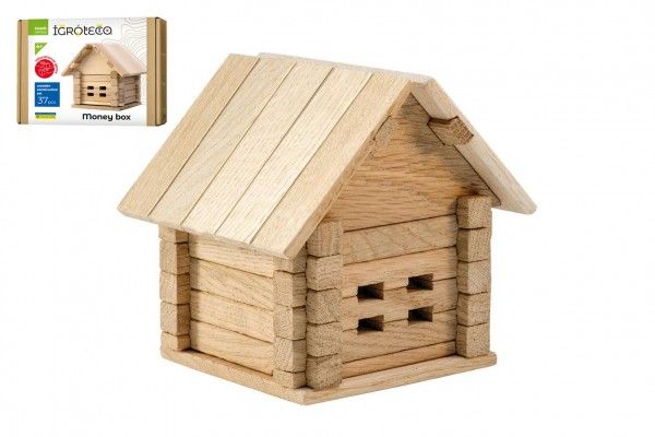 Stavebnice dřevěný dům 37 dílků, 22 x 16,5 x 6 cm