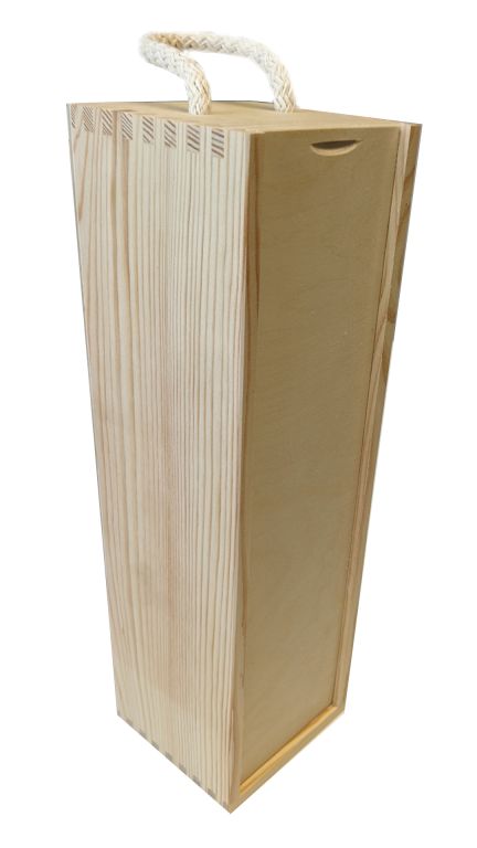 91438 Dřevěná zasouvací dárková krabička na víno, 11 x 35 x 10 cm