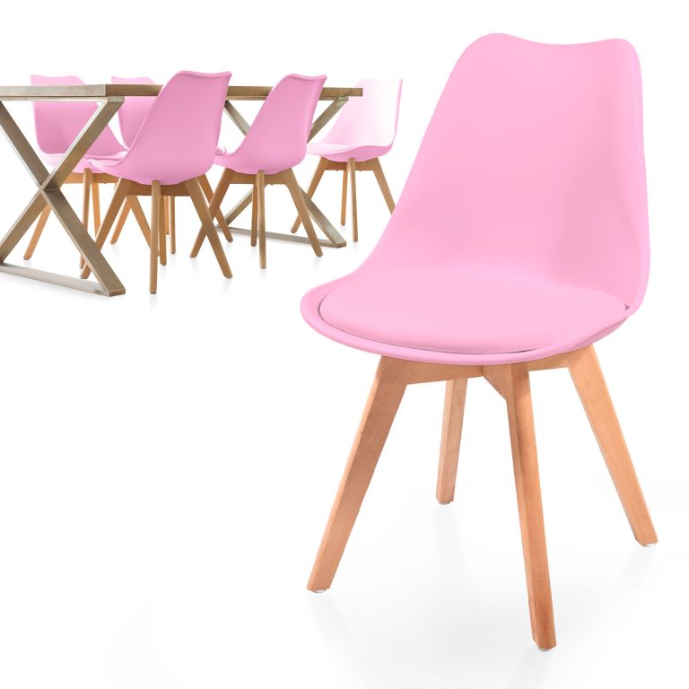 Miadomodo 80559 MIADOMODO Sada jídelních židlí, růžová, 6 kusů