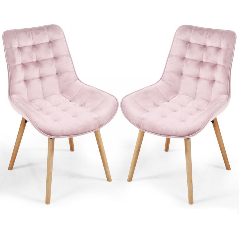 80654 MIADOMODO Sada prošívaných jídelních židlí, růžová, 2 ks