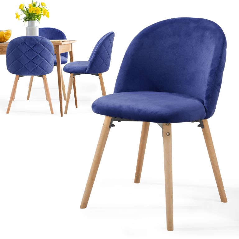 80659 MIADOMODO Sada jídelních židlí sametové, kr. modrá, 4 ks