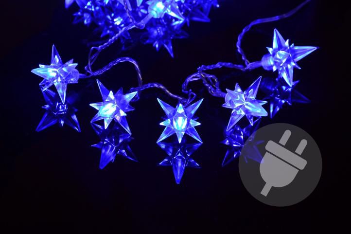 Vánoční LED osvětlení - modré hvězdy, 4 m