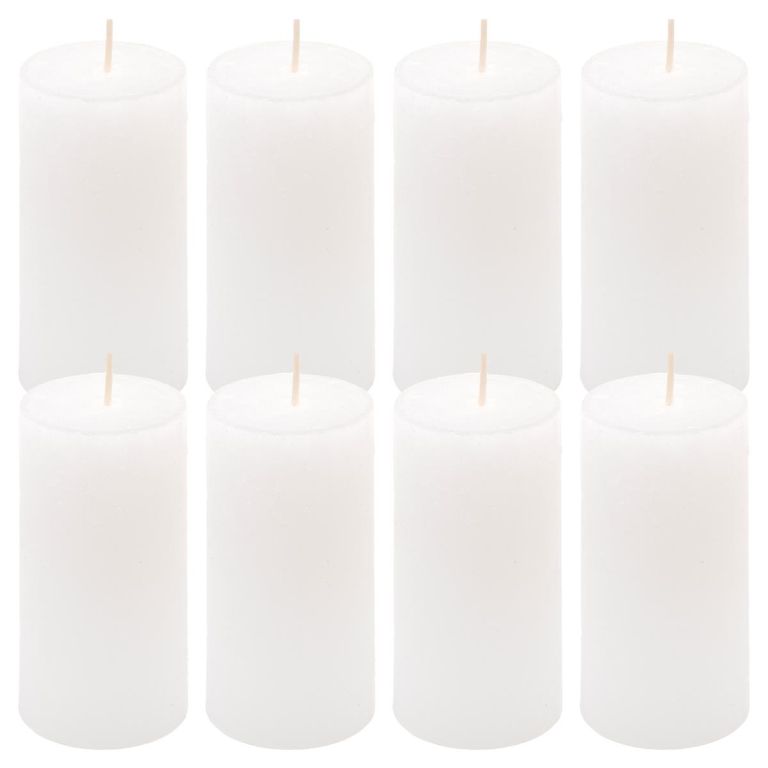 Sada rustikálních svíček, 10 cm, Ø 5 cm, bílá, 8 ks