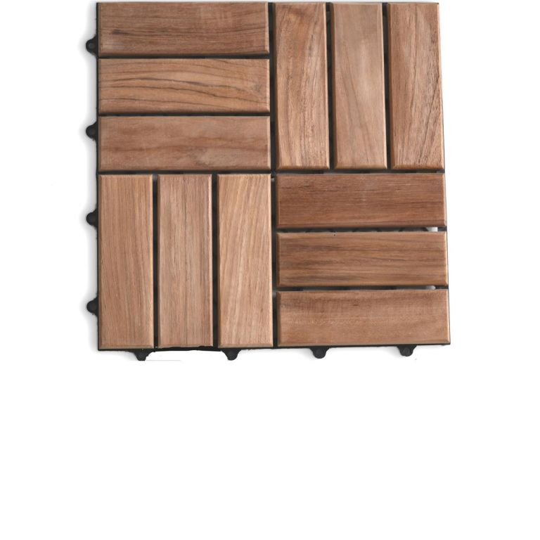 Csempe teraszlap 1 db teak fa padlópanel 1m² 30x30x2 cm