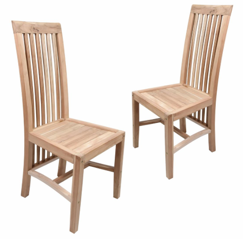 Jídelní židle DIVERO s teakovým  povrchem, 2 ks, přírodní