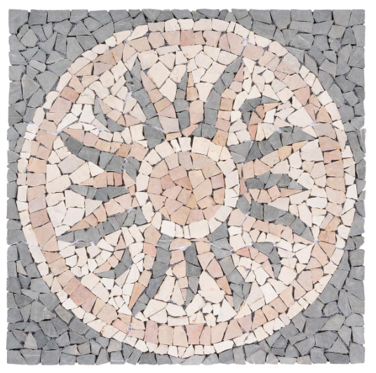 Mramorová mozaika, motiv „Slunce“, 90 × 90 cm