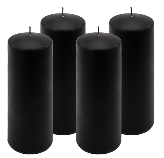 Černá parafínová svíčka, 20 cm, 80 h, 4 ks