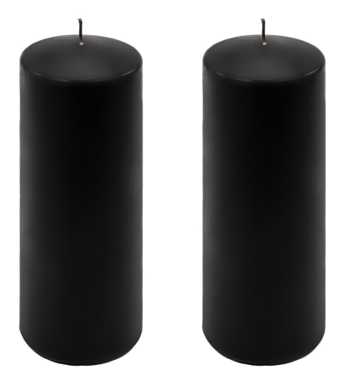 Černá parafínová svíčka 20 cm, 80 h hoření, 2 ks