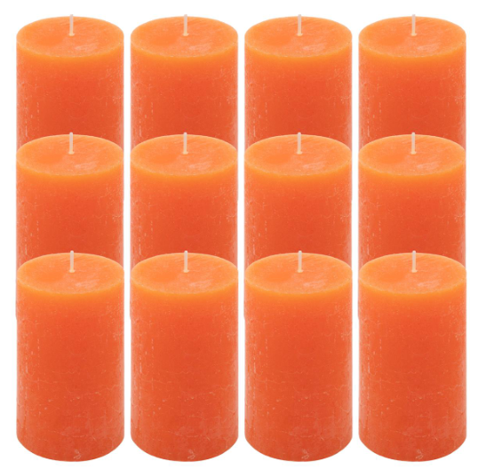 Oranžová parafínová svíčka rustikální 11,5 cm, 40 h,12 ks