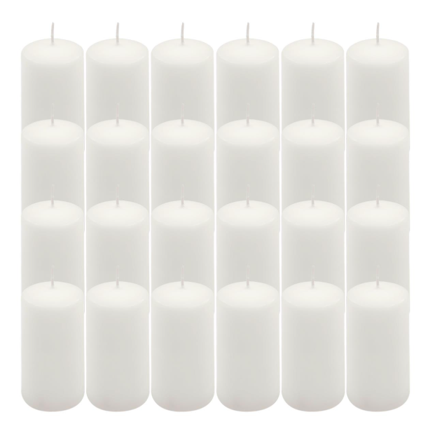 Bílá parafínová svíčka 10 cm, 20 h hoření, 24ks