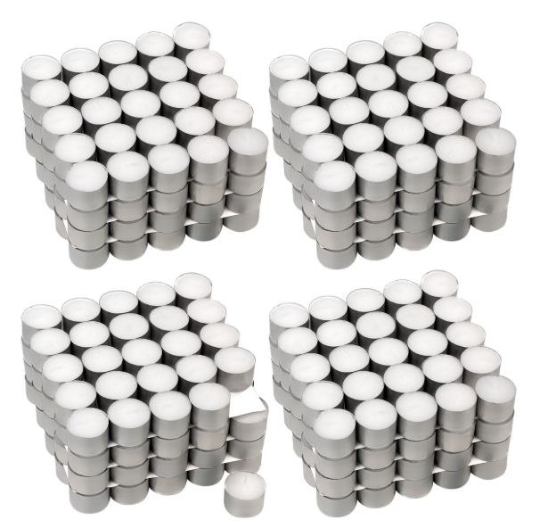 Bílé čajové svíčky, bez parfémů, 8 h hoření, 400 ks