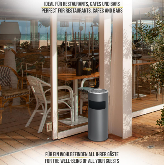 Popolník s odpadkovým košom, nerez, 17 l, antracitový