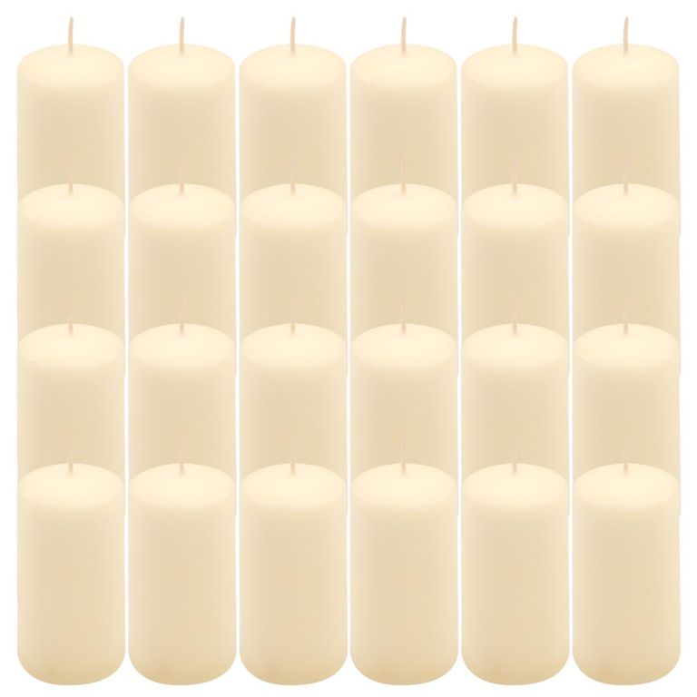 Krémová parafínová svíčka 10 cm, 20 h hoření, sada 24 ks