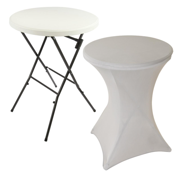 Párty stolík BISTRO vr. elastického poťahu, svetlo šedá