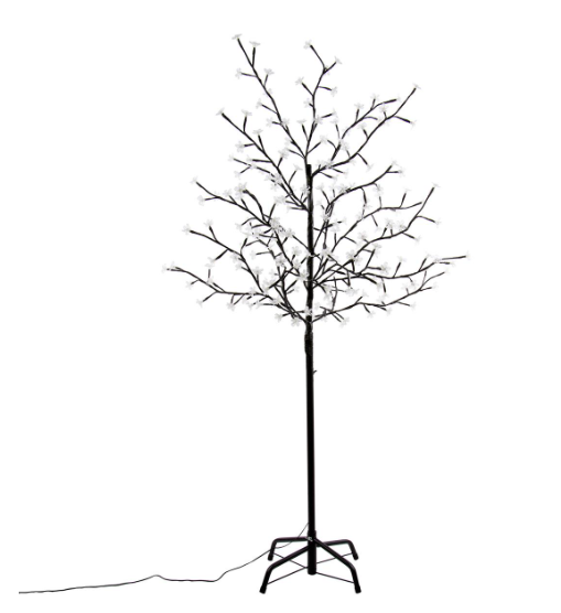 Dekorativní LED strom s květy, studená bílá, 1,5 m