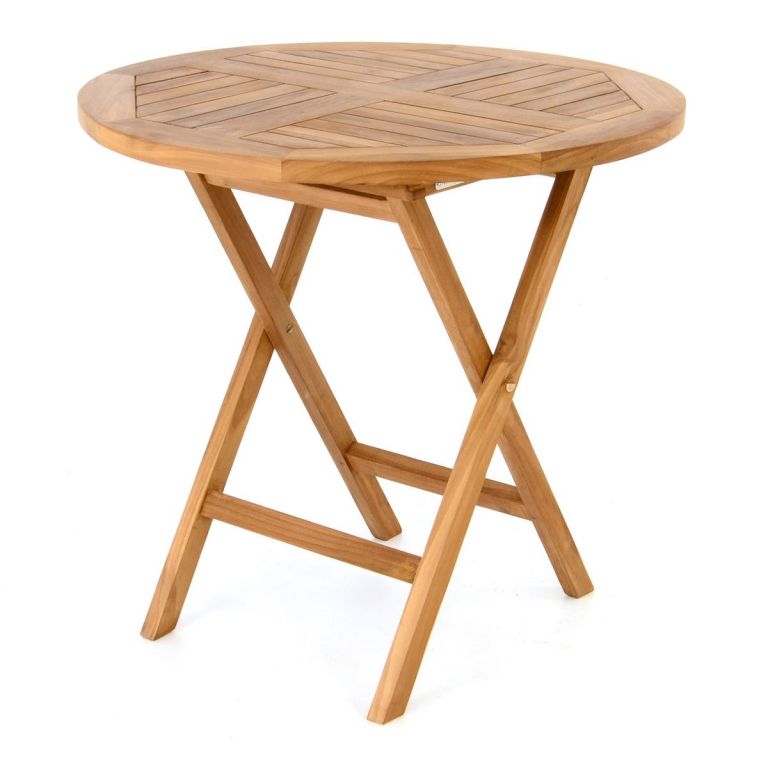 Divero 2211 guľatý záhradný stolík z tíkového dreva, Ø 80 cm