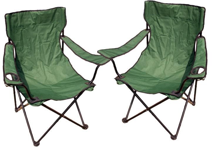Divero 27858 Kempingová sada - 2x skladacia stolička s držiakom - zelená