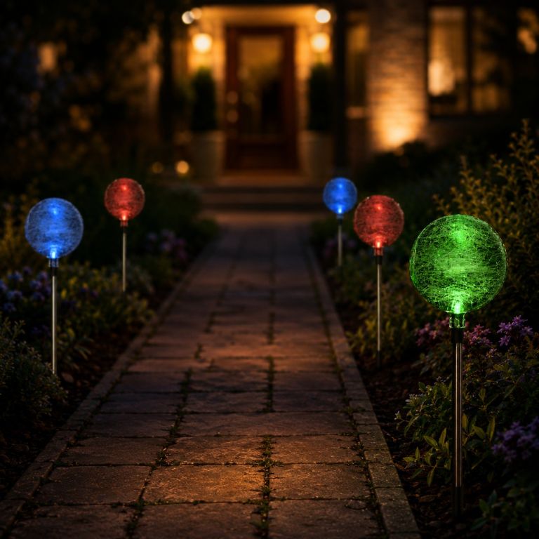 Garthen REMO 284 zahradní LED sada solárních světel - koule s barevnou změnou 5 ks