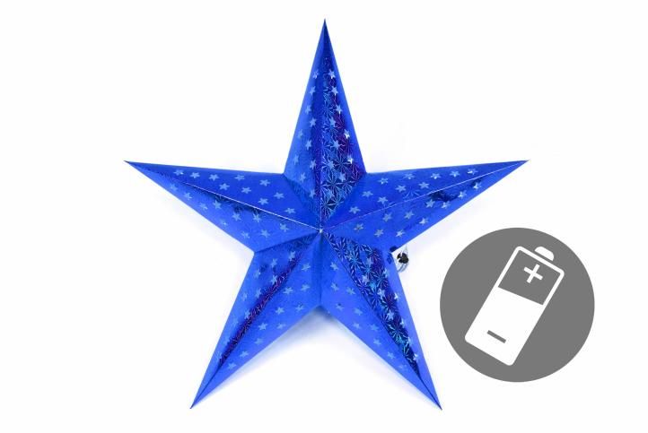 Vánoční hvězda s časovačem, 60 cm, 10 LED, modrá