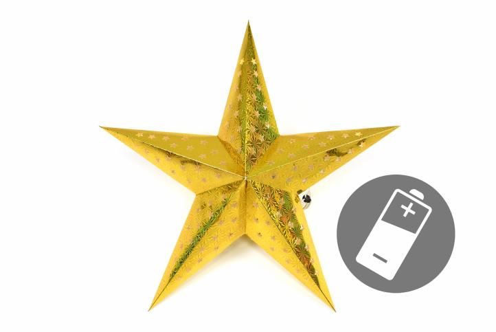 Vianočná hviezda s časovačom 60 cm, 10 LED, zlatá