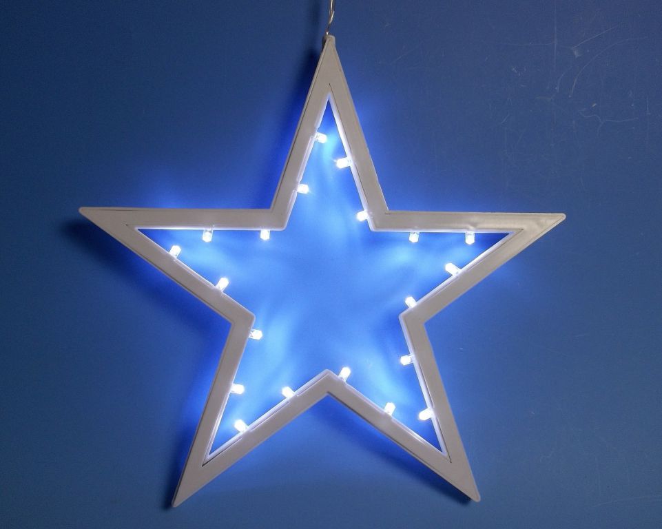 Vianočná závesná hviezda - 25,5 cm, 20 LED, studeno biela