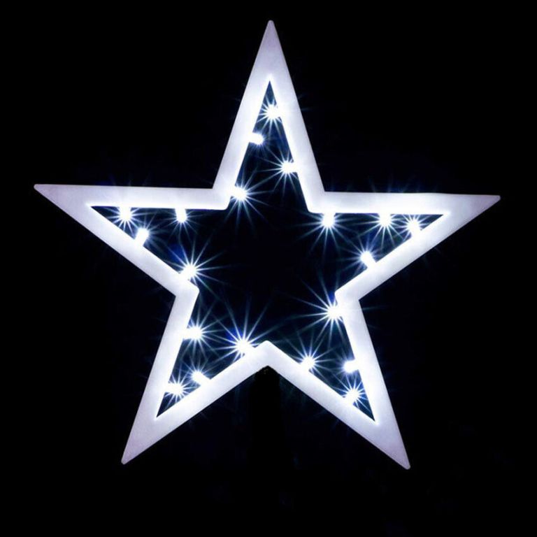 Vánoční závěsná hvězda 25,5 cm, 20 LED, studeně bílá