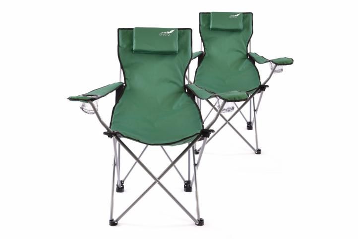Divero 35943 Sada 2 ks skladacia kempingová stolička s vankúšikom - zelená
