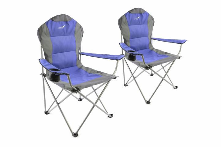 Sada 2 kusy: Divero Deluxe kempingová rybárska skladacia stolička - modro / sivá
