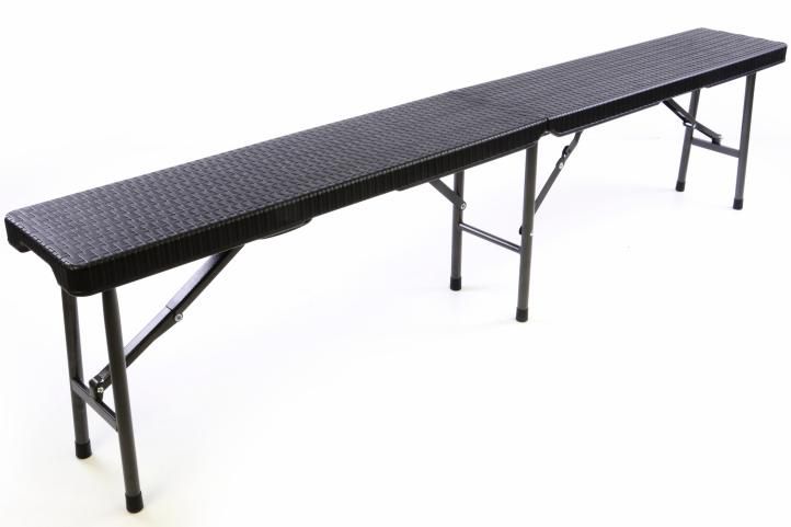 Skládací zahradní lavice - černý ratanový design 180x25 cm