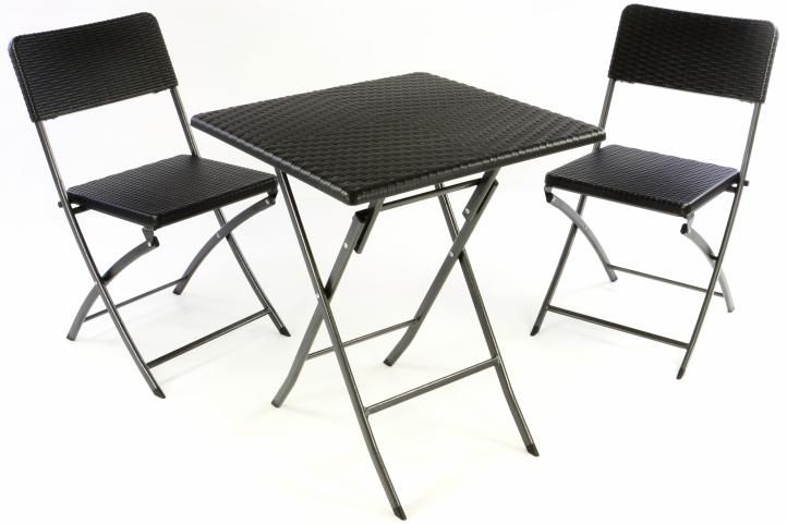 Garthen 37114 Zahradní set stůl a 2 židle ratanového vzhledu, skládací