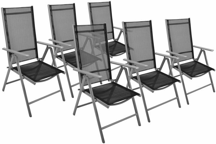 Garthen Sada zahradních skládacích židlí, 6 kusů, černé