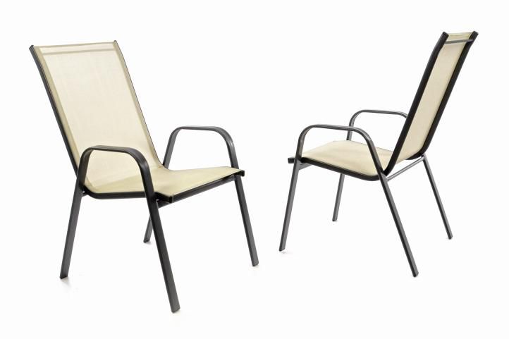 Set 2 ks zahradní stohovatelná židle - krémová