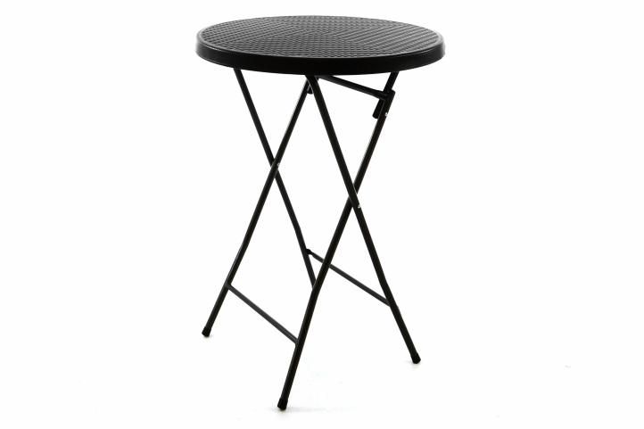 Zahradní barový stolek kulatý, ratanový, 110 cm, černý