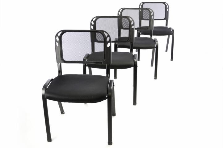 Sada 4 stohovatelných kongresových židlí, černá