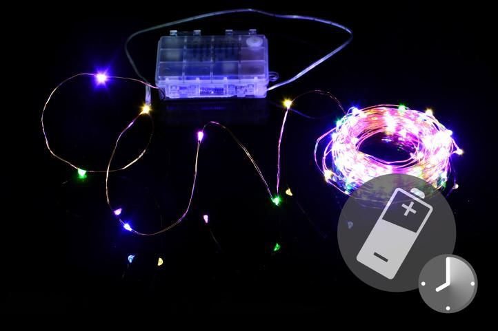 LED osvětlení - měděný drát, 100 LED, barevné