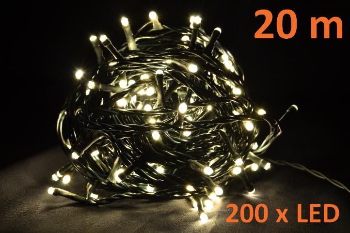 Vianočné LED osvetlenie 20 m - teplá biela, 200 diód