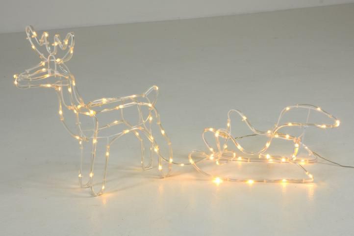 Nexos 42990 Svetelná dekorácia - vianočný sob, 80 cm, teple biely