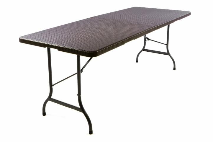 Skládací zahradní stůl v ratanovém designu, 180x75 cm, hnědý