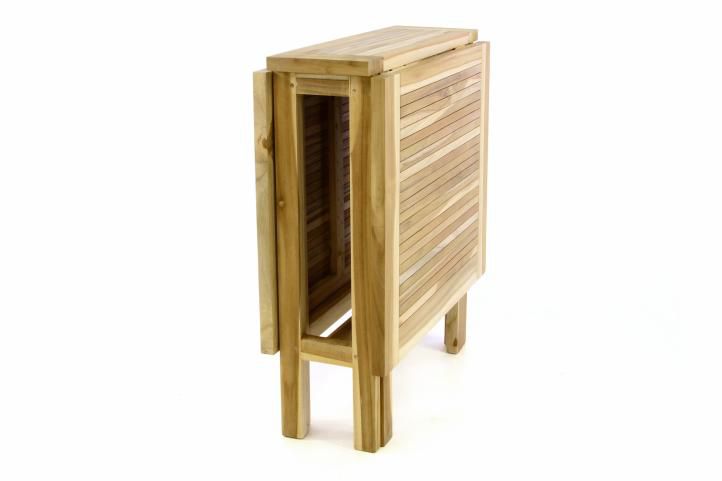 Teakový záhradný stôl DIVERO - skladací - 130 x 65 cm