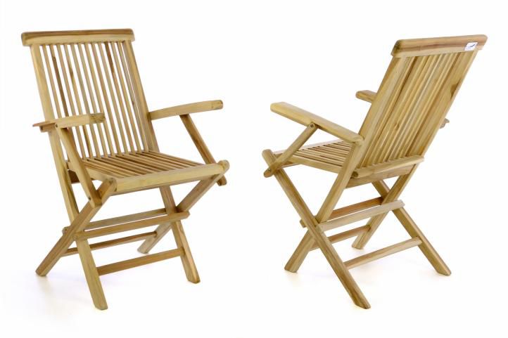 Sada 2 kusů zahradní židle DIVERO skládací, týkové dřevo