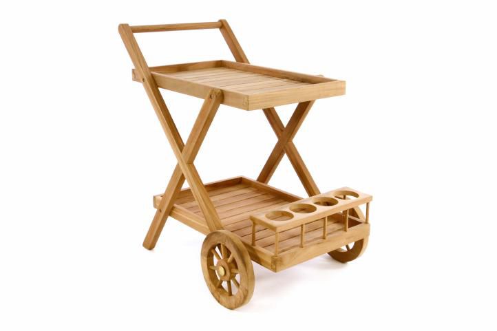 Servírovací vozík DIVERO z teakového dřeva