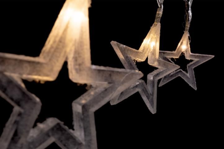 Vánoční osvětlení - třpytivé hvězdy, 10 LED, teple bílé
